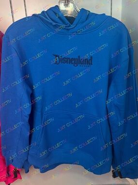 Disneyland Logo Blue Hoodie Embroidered Sweatshirt NWT
